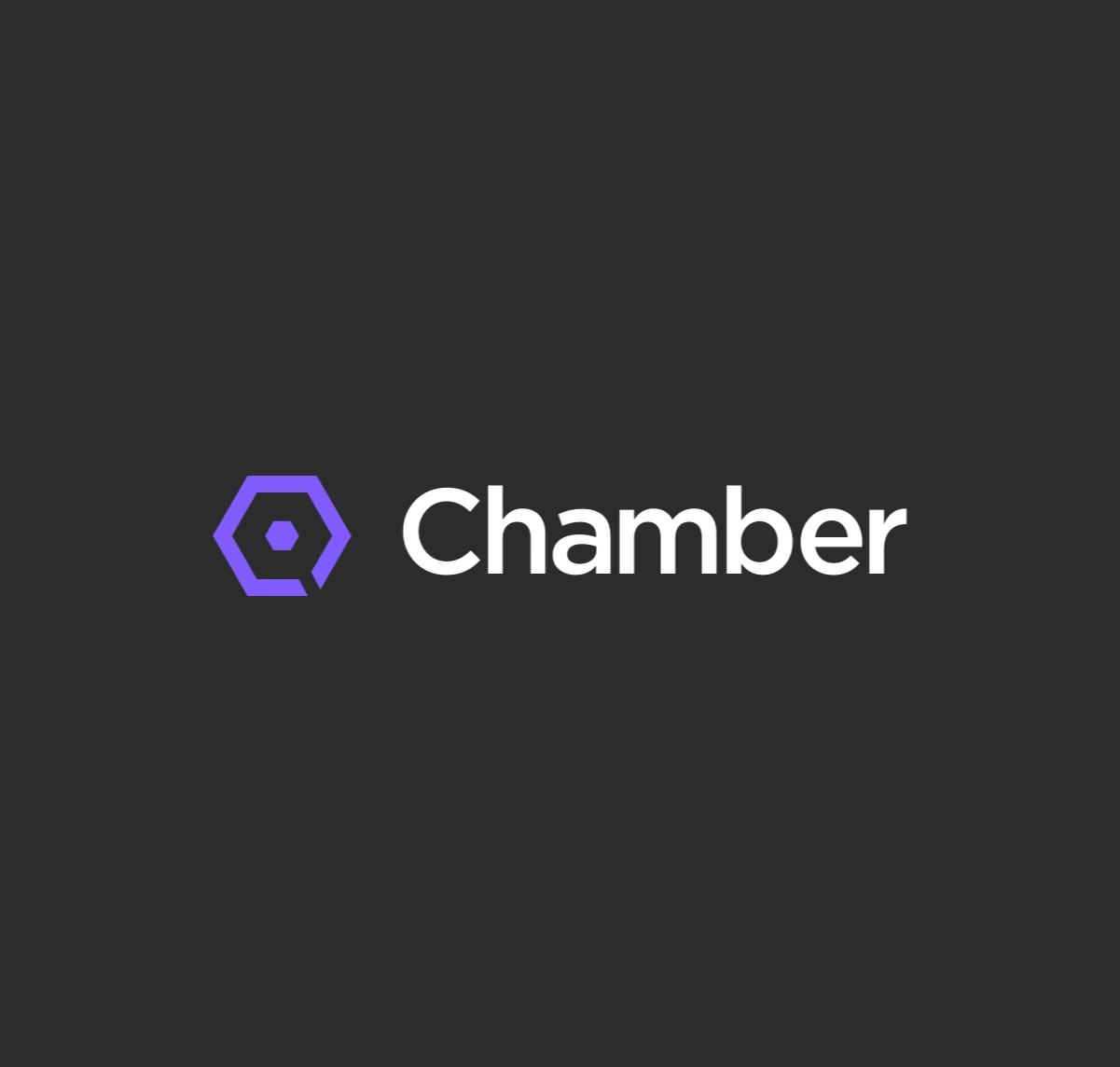 Purple geometric Chamber symbol beside a white wordmark